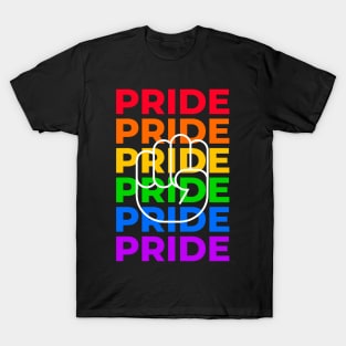 Gay Pride LGBTQ Rainbow Typography Raised Fist T-Shirt